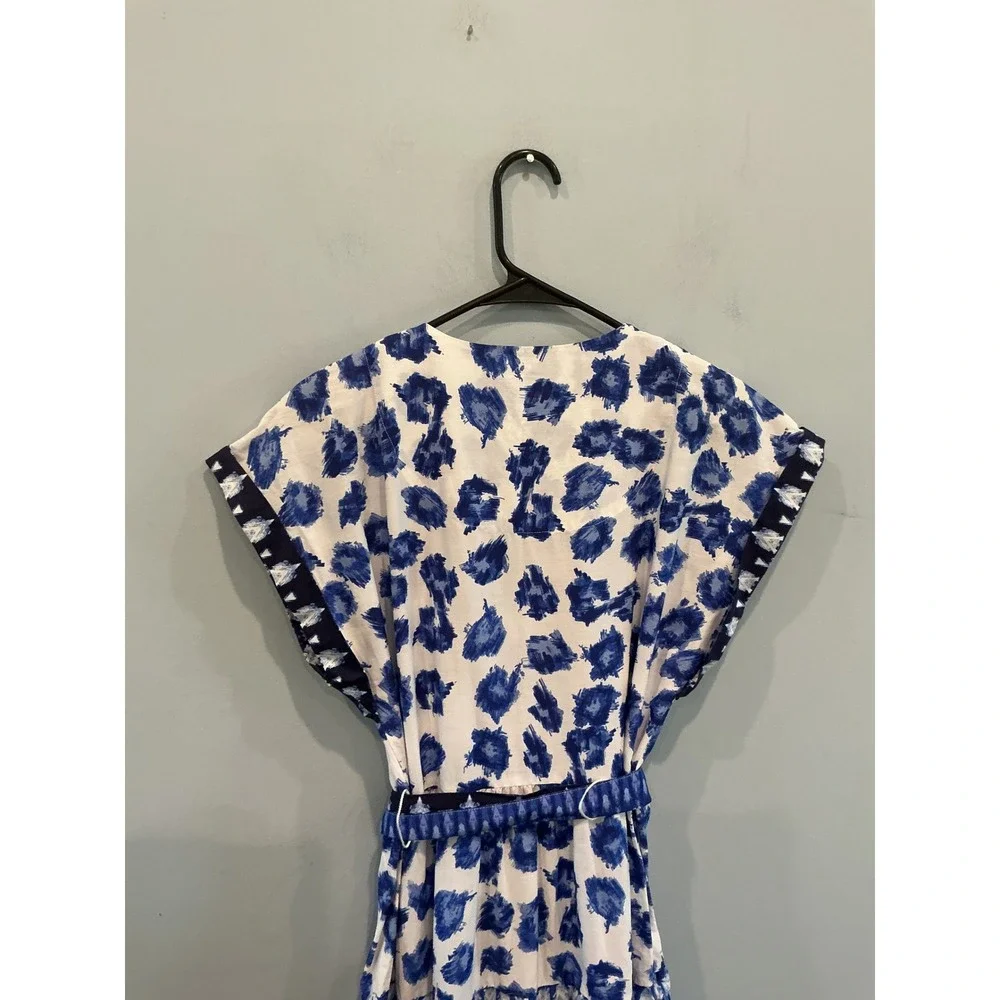 Abercrombie & Fitch Womens Tiered Poplin Maxi Dress S Blue Euro Summer Fall